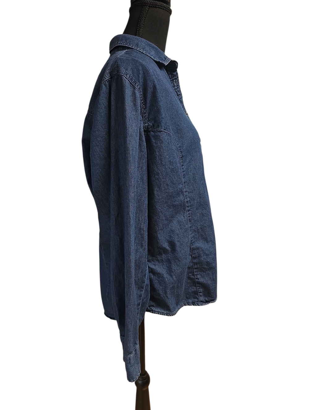 Trilogy by Morning Sun  Long Sleeve Button-Up Dark Washed Blue L With Cardinal - Picture 4 of 5